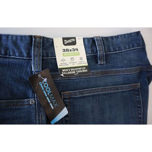 Duluth Men's Sz 38x34 Blue DuluthFlex Ballroom CoolMax Relaxed Fit Denim Jeans - Picture 5 of 13